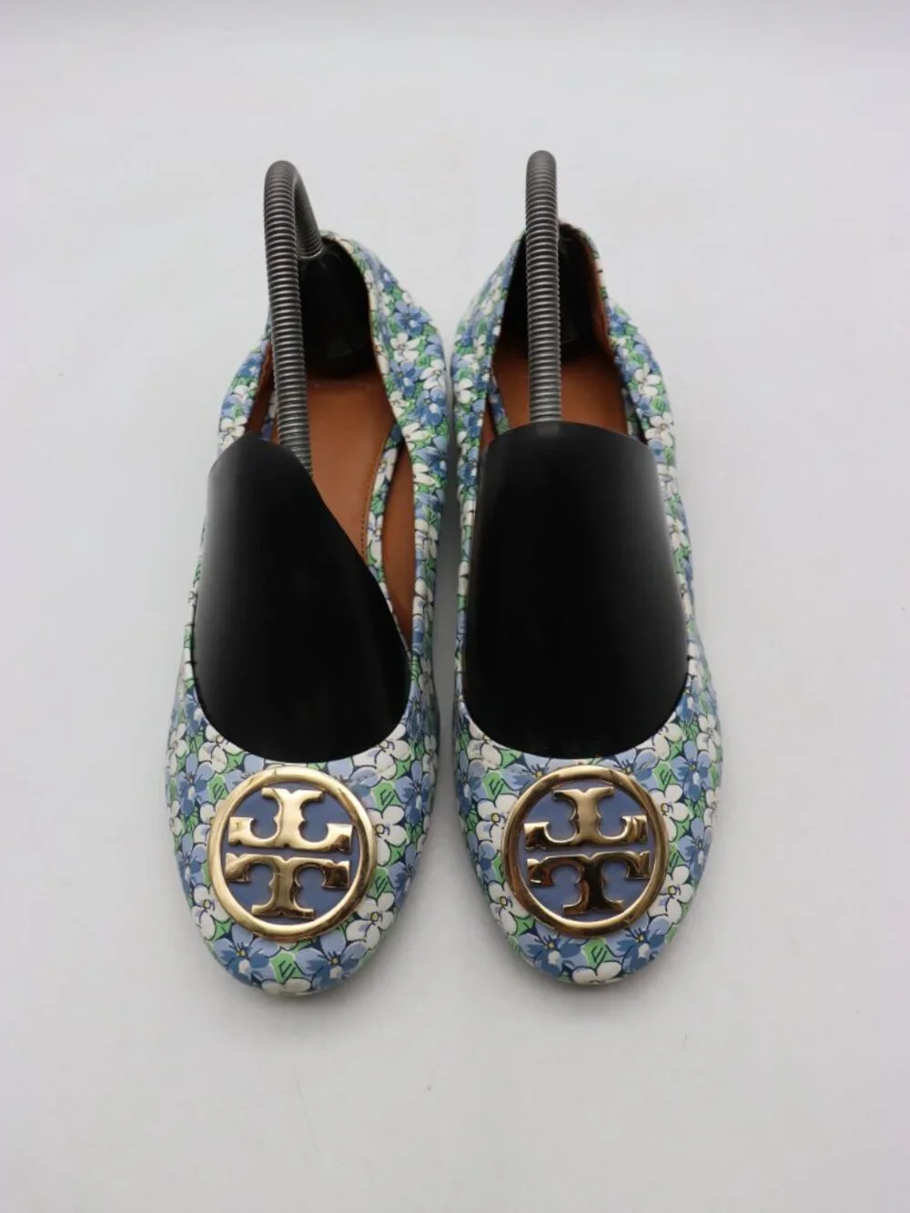 Tory Burch Benton 2 Gold Logo Women's Size 10 M Floral Leather Casual Shoes